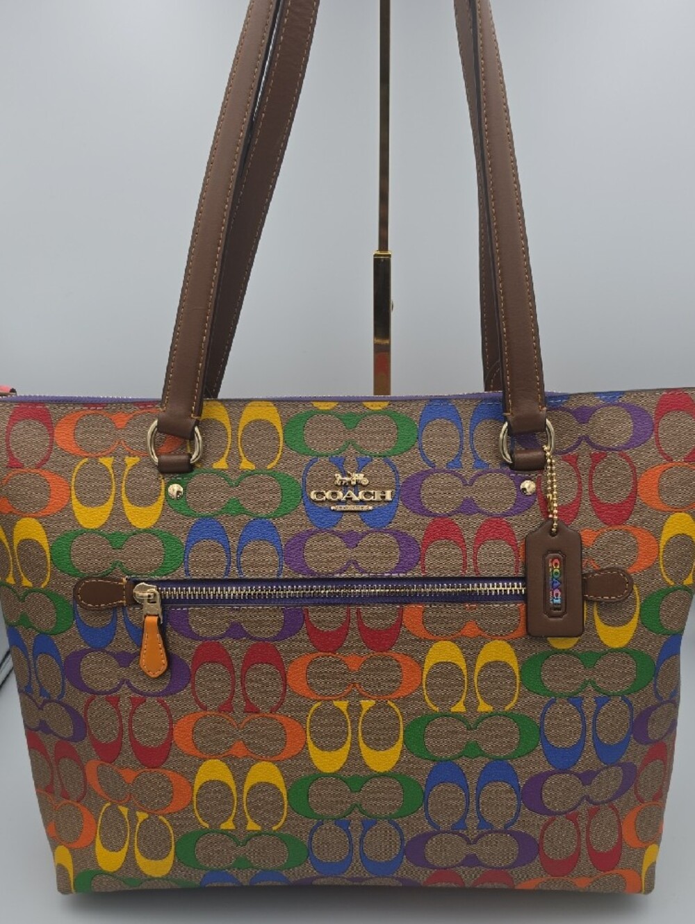Coach Pride Brown Rainbow Signature Mono Large Limited Edition Tote (EUC)✨️🌈✨️ - Picture 2 of 13
